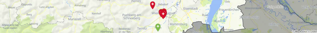Map view for Pharmacies emergency services nearby Weikersdorf am Steinfelde (Wiener Neustadt (Land), Niederösterreich)